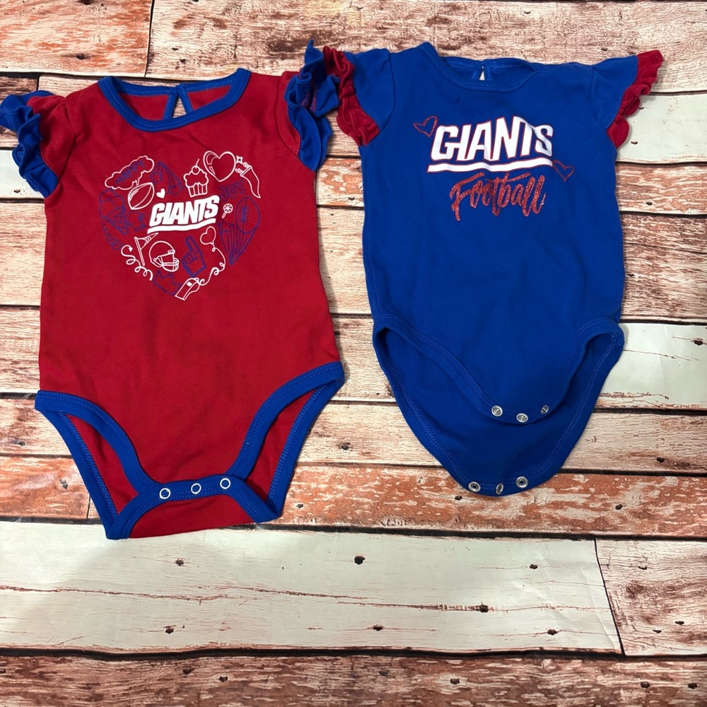 NFL Baby Girl Onesies in Red and Royal Blue Giants